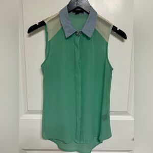 Sheer sea foam green blouse size S